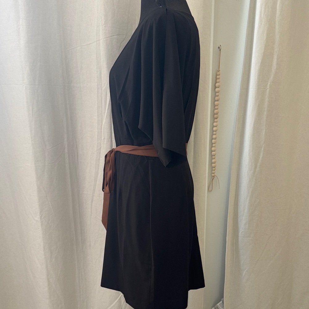 Ark & Co. Elegant Black Dress with Brown Belt - Picture 6 of 9